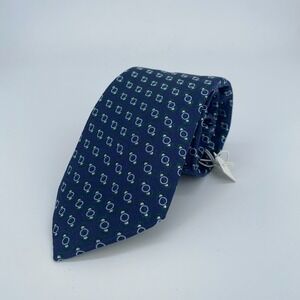 Eton Tie Mens One Size Blue Patterned Silk Luxury Classic Necktie Italy Made